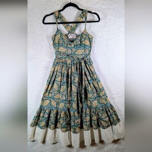 450-Floral Patterned Sleeveless Dress Fit XS